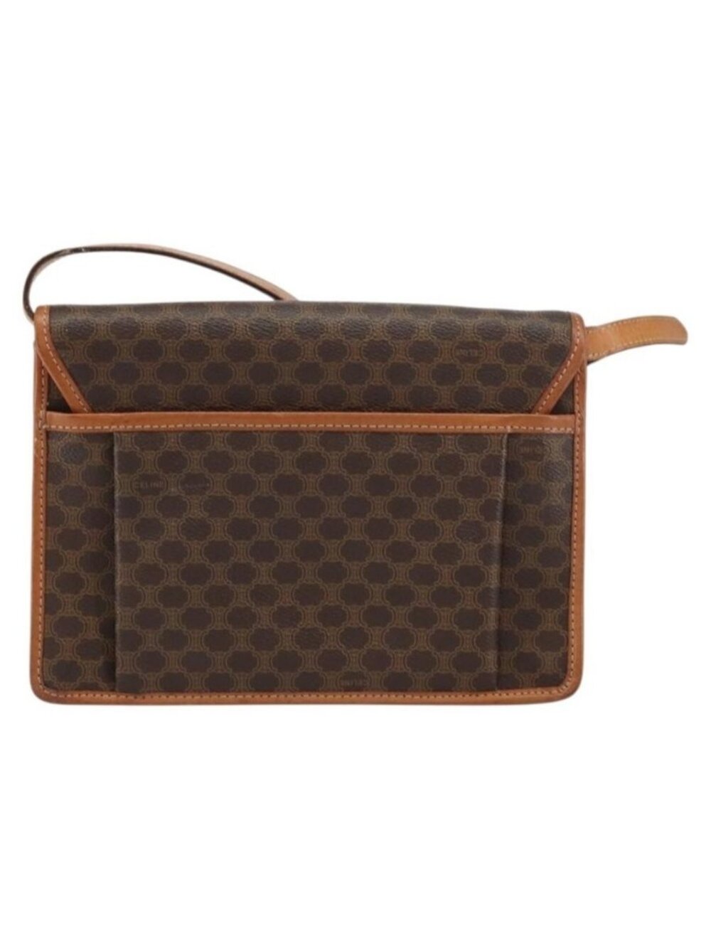 Authentic CELINE Macadam Canvas Shoulder Bag PVC Leather Brown Gold - Picture 9 of 16
